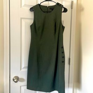 Banana Republic Olive Green Shift Dress with Button Detail